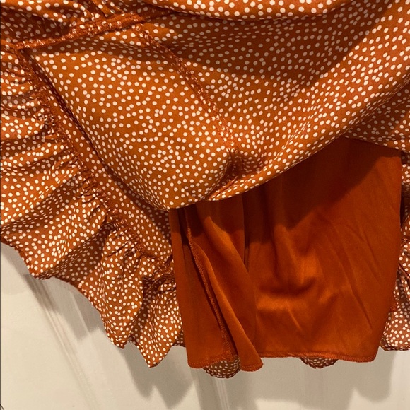 Rust Color Ruffle Tie-Strap Dress - Picture 4 of 8